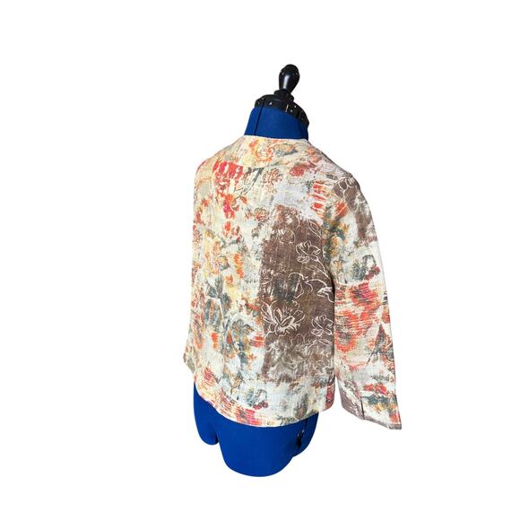 Coldwater Creek Woven Botanical Print 3/4 Sleeve Swing Jacket Women's Size S - Picture 3 of 7
